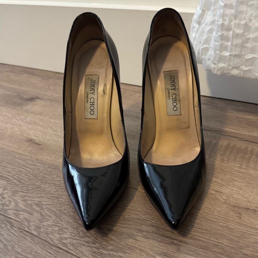 Jimmy Choo Anouk Heel in Patent Black